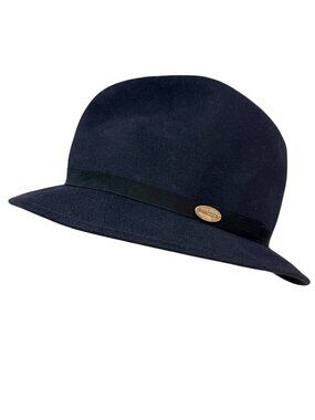 Vintage Panizza Kanguroo Navy Felt Hat Italy Waterproof Rabbit Fur 1980s